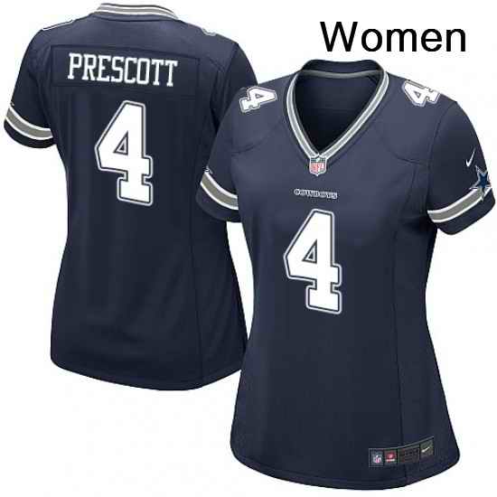 Womens Nike Dallas Cowboys 4 Dak Prescott Game Navy Blue Team Color NFL Jersey